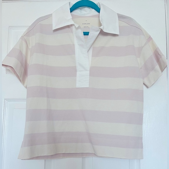 NWOT Everlane The Retro Jersey Polo. Size XS. Pale Orchid/Canvas. - Picture 6 of 9